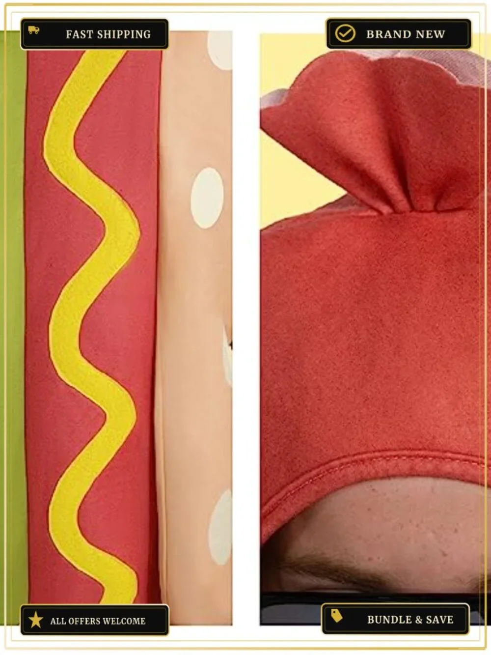 Kids Hot Dog Costume Unisex Food Themed Halloween Dress Up